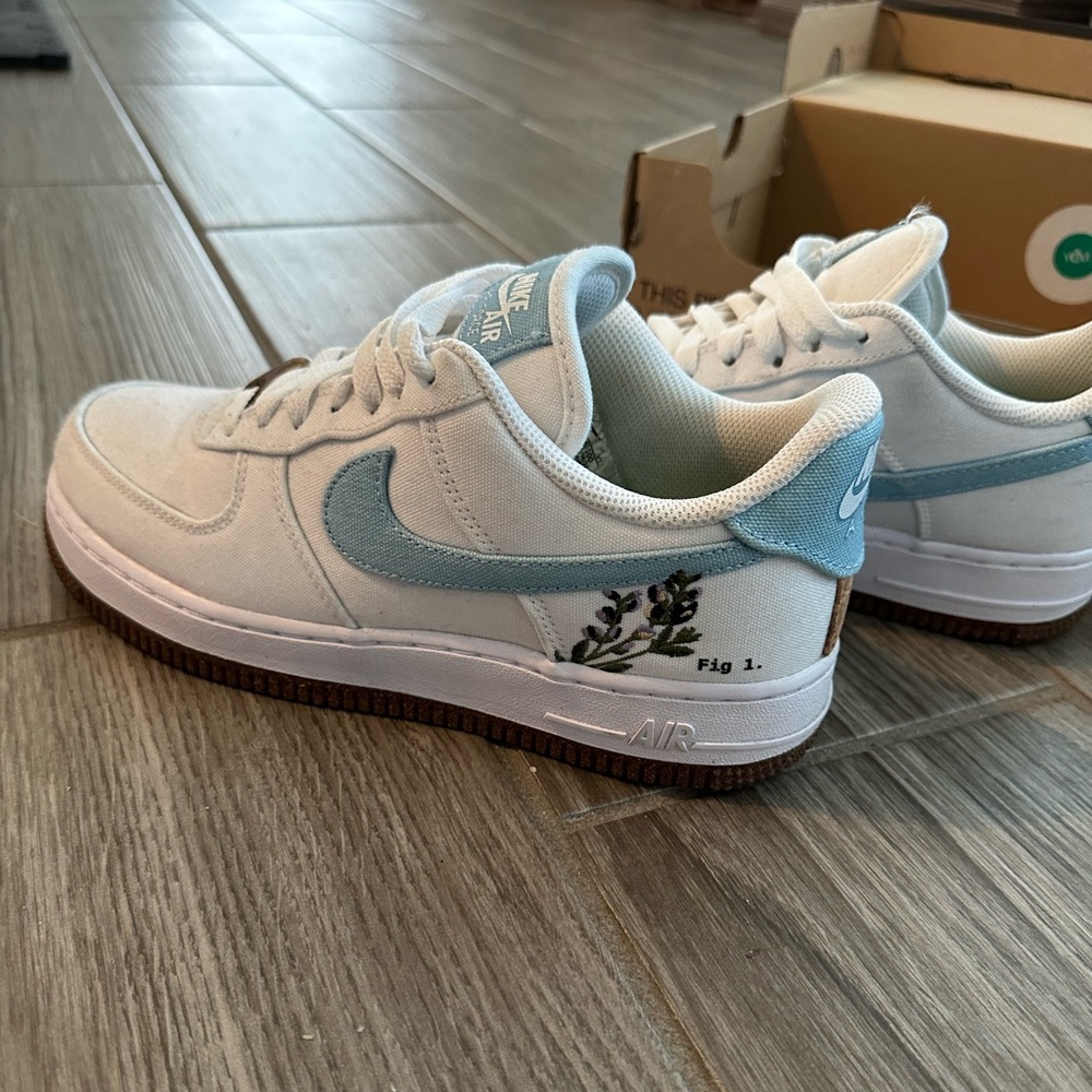 Nike Air Force 1 Indigo Canvas Sneakers With Box Limited Edition Shoes